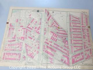 Antique Map, Plan 11 from Baist's Real Estate Atlas of the District of Columbia, Surveys of Washington. Separated from book and printed on linen.  Measures approximately 21 1/2" x 34". Some Foxing to edges.