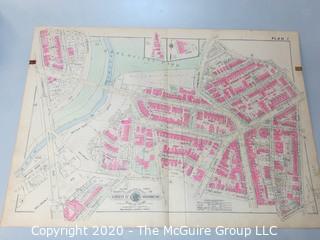 Antique Map, Plan 7 from Baist's Real Estate Atlas of the District of Columbia, Surveys of Washington. Separated from book and printed on linen.  Measures approximately 21 1/2" x 34". Some Foxing to edges.