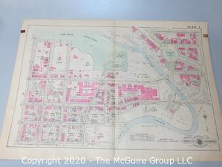 Antique Map, Plan 3 from Baist's Real Estate Atlas of the District of Columbia, Surveys of Washington. Separated from book and printed on linen.  Measures approximately 21 1/2" x 34". Some Foxing to edges.