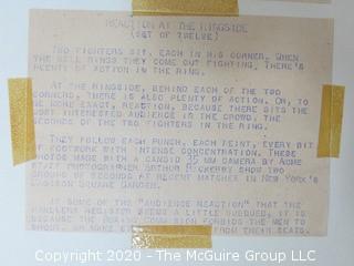 Set of 4 Black & White Photos - "Ringside Reaction", Madison Square Garden, NY, NY; March 15, 1952 by A. Rickerby.  Each measures approximately 9" x 8" and all four are mounted together on one picture board.  