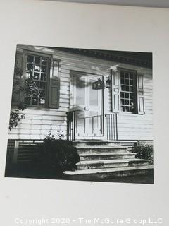 Black & White Photo - Front Door. Measures 10 1/2" x 11" and mounted on picture board.