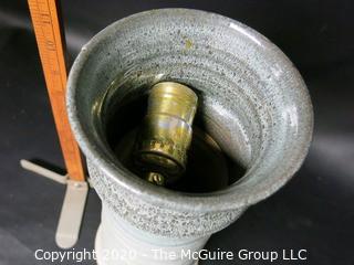 Studio Pottery Lamp Base, Wired.  Measures approximately 12 1/2",