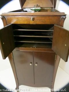 Victor Talking Machine Co. "Victrola" and cabinet.  (Condition is excellent; and comes with all the items photographed); 19W x 22 1/2D x 43 1/2T