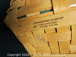 Two Longaberger Baskets, Elephant Pottery Bank and Cupola City Cup in Box .  