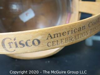 Two Longaberger Baskets, Elephant Pottery Bank and Cupola City Cup in Box .  