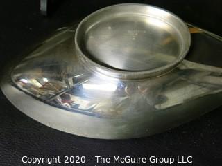 Group of Decorative Metal Items.  Includes WMF Serving Dish and Butter Dish, International Silver Pear Shaped Bowl, Aluminum Modern Vase, Reed & Barton Bowl. 