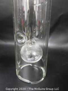 Pair of 2 Wolfard Hand Blown Clear Glass Oil Lamps. 