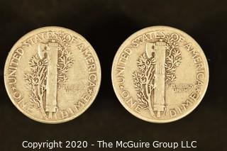 U.S. Collectible Coins: 1945 Mercury Dime & 1943 Mercury Dime 