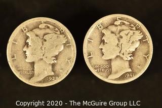 U.S. Collectible Coins: 1929-S Mercury Dime & 1941-D Mercury Dime 