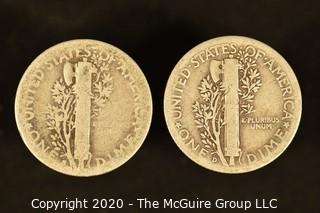 U.S. Collectible Coins: 1929-S Mercury Dime & 1941-D Mercury Dime 