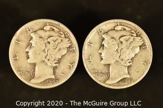 U.S. Collectible Coins: 1942 Mercury Dime & 1943 Mercury Dime 