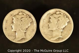 U.S. Collectible Coins: 1937 Mercury Dime & 1942 Mercury Dime 