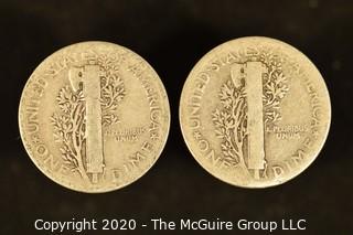 U.S. Collectible Coins: 1937 Mercury Dime & 1942 Mercury Dime 