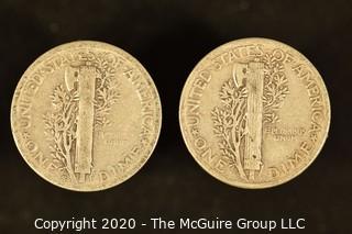 U.S. Collectible Coins: 1944-S Mercury Dime & 1943 Mercury Dime 