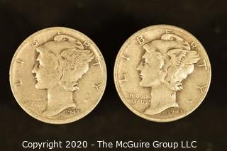 U.S. Collectible Coins: 1944-S Mercury Dime & 1943 Mercury Dime 