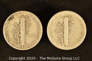 U.S. Collectible Coins: 1941 Mercury Dime & 1945 Mercury Dime 