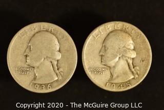 U.S. Collectible Coins: 1936 Washington Quarter & 1945 Washington Quarter 