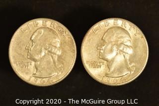 U.S. Collectible Coins: 1964 Washington Quarter & 1964 Washington Quarter 