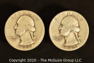 U.S. Collectible Coins: 1948 Washington Quarter & 1945 Washington Quarter 