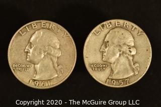 U.S. Collectible Coins: 1961-D Washington Quarter & 1957-D Washington Quarter 