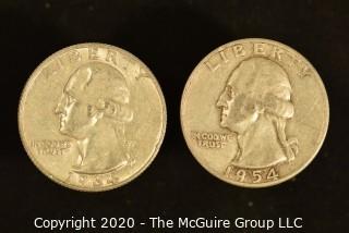 U.S. Collectible Coins: 1964 Washington Quarter & 1954 Washington Quarter 