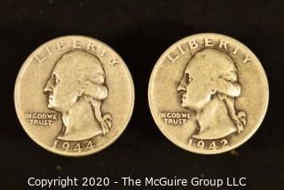 U.S. Collectible Coins: 1944 Washington Quarter & 1942-D Washington Quarter 