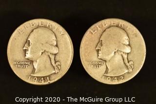 U.S. Collectible Coins: 1941 Washington Quarter & 1942 Washington Quarter 