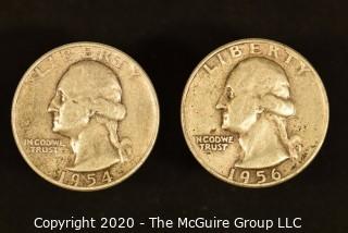 U.S. Collectible Coins: 1954 Washington Quarter & 1956 Washington Quarter 