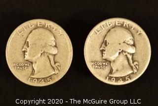 U.S. Collectible Coins: 1945 Washington Quarter & 1945 Washington Quarter 