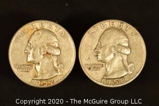 U.S. Collectible Coins: 1957-D Washington Quarter & 1958-D Washington Quarter 