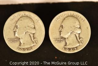 U.S. Collectible Coins: 1945 Washington Quarter & 1952-S Washington Quarter 