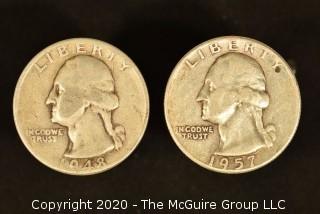 U.S. Collectible Coins: 1948-D Washington Quarter & 1957 Washington Quarter 