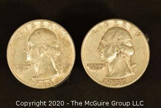 U.S. Collectible Coins: 1964 Washington Quarter & 1957 Washington Quarter 