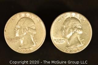 U.S. Collectible Coins: 1961 Washington Quarter & 1963 Washington Quarter 