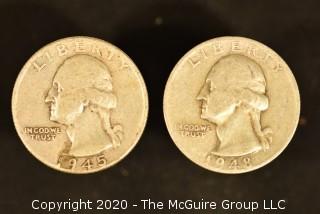 U.S. Collectible Coins: 1945 Washington Quarter & 1948-S Washington Quarter 