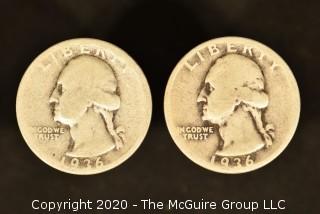 U.S. Collectible Coins: 1936 Washington Quarter & 1936 Washington Quarter 