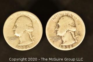 U.S. Collectible Coins: 1936 Washington Quarter & 1936 Washington Quarter 