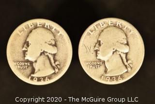 U.S. Collectible Coins: 1936 Washington Quarter & 1936 Washington Quarter 