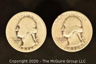 U.S. Collectible Coins: 1936 Washington Quarter & 1936-S Washington Quarter 