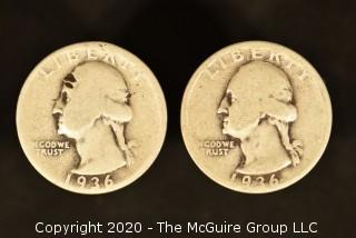 U.S. Collectible Coins: 1936-D Washington Quarter & 1936 Washington Quarter 