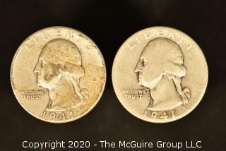 U.S. Collectible Coins: 1941 Washington Quarter & 1941 Washington Quarter 