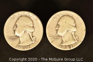 U.S. Collectible Coins: 1941 Washington Quarter & 1941 Washington Quarter 