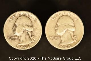 U.S. Collectible Coins: 1941 Washington Quarter & 141 Washington Quarter 