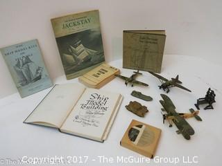 Assortment of Plane Models; Books on the Art of Model Shipbuilding 