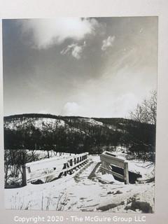 Photo, Positive, B&W, Historical, Americana, foot bridge. Measures approximately 16" X 20" on Photo Board.