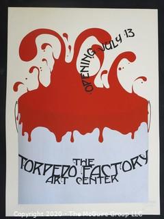 Silk Screen Print for Opening of the Torpedo Factory by Pat Ryan.  Signed and Numbered. Approximately 22" X 30". Unmounted.