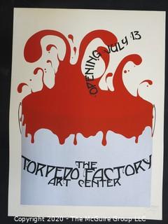 Silk Screen Print for Opening of the Torpedo Factory by Pat Ryan.  Signed and Numbered. Approximately 22" X 30". Unmounted.