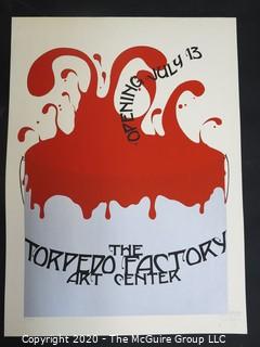 Silk Screen Print for Opening of the Torpedo Factory by Pat Ryan.  Signed and Numbered. Approximately 22" X 30". Unmounted.