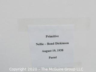 Pastel On Paper of "Primitive" by Nellie-Bond Dickinson 1938. Measures approximately 28" X 22" with Mat on Foam Board.