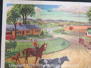 Large 1957 School Poster Printed by World Book Encyclopedia for Childcraft.  Measures approximately 40" x 26".  Has been folded.